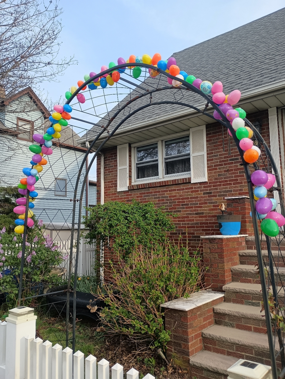 Homemade Colorful Plastic Easter Egg Garland Arch Decor